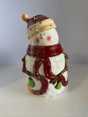 Vintage Snowman Cookie Jar Handmade For Nonni's - 13" Tall Christmas Holiday